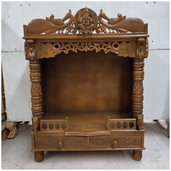 Wooden Mandir for Home – Handcrafted Teak Wood Pooja Temple by Shalvika Living