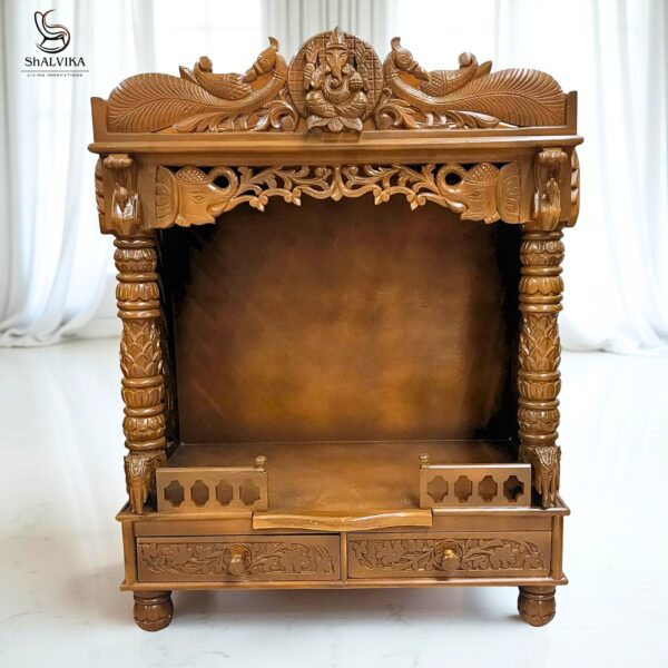 Wooden Mandir for Home – Handcrafted Teak Wood Pooja Temple by Shalvika Living