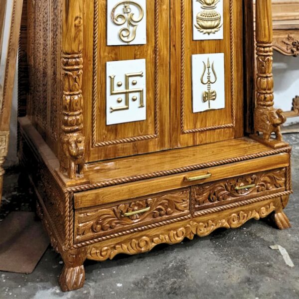 Wooden Pooja Mandapam With Gopuram in Teak Wood