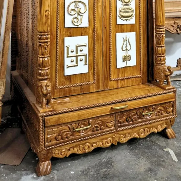 Wooden Pooja Mandapam With Gopuram in Teak Wood