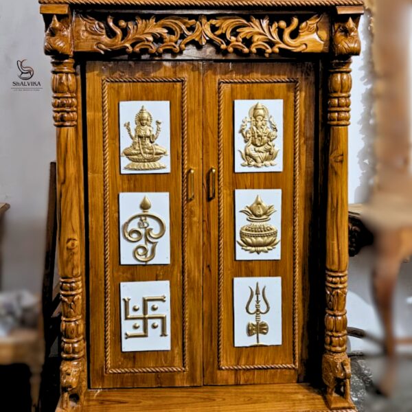 Wooden Pooja Mandapam With Gopuram in Teak Wood