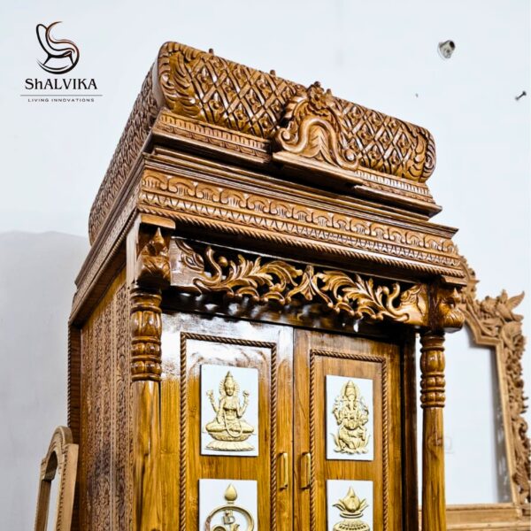 Wooden Pooja Mandapam With Gopuram in Teak Wood