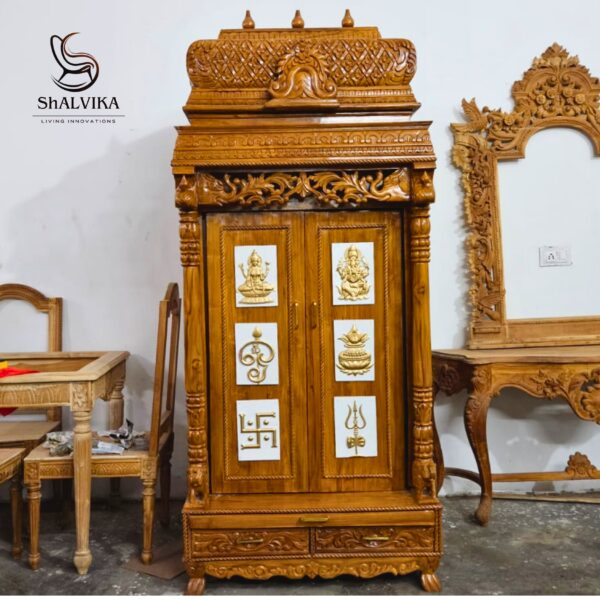 Wooden Pooja Mandapam With Gopuram in Teak Wood