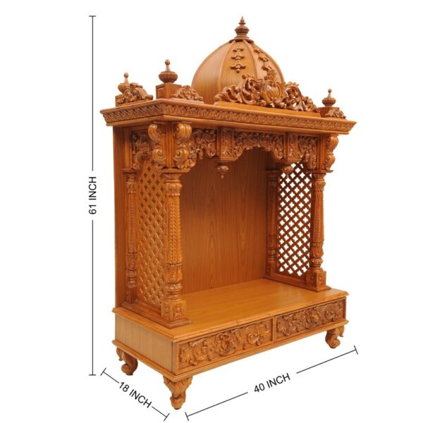 Wooden Pooja Mandir Design – Handcrafted Teak Finish Temple by Shalvika Living