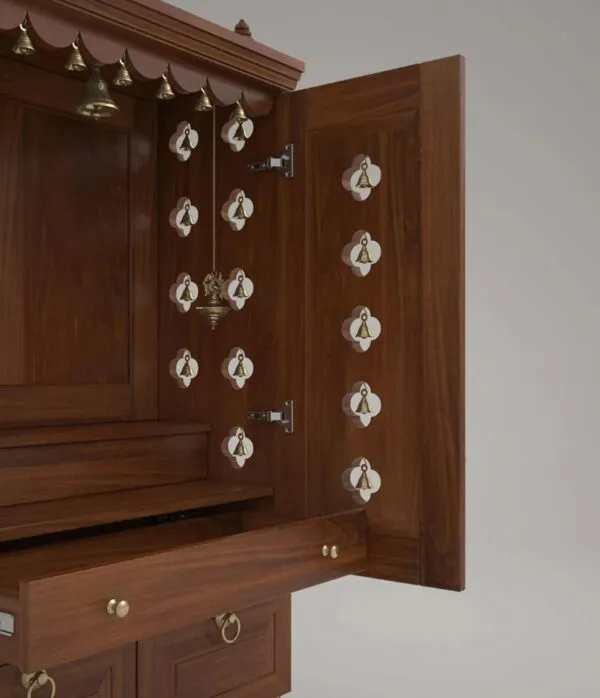 Wooden Pooja Mandir for Home with Doors