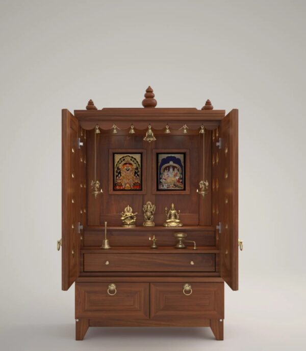 Wooden Pooja Mandir for Home with Doors