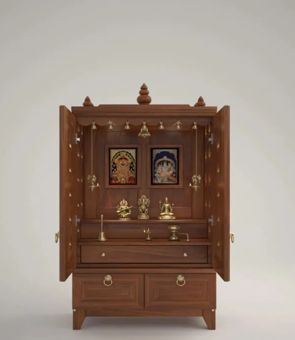 Wooden Pooja Mandir for Home with Doors