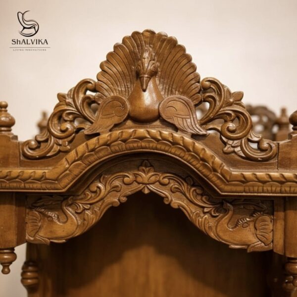 Wooden Small Temple Design for Puja Room by Shalvika Living