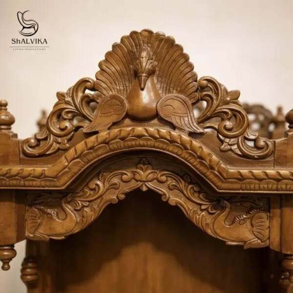Wooden Small Temple Design for Puja Room by Shalvika Living