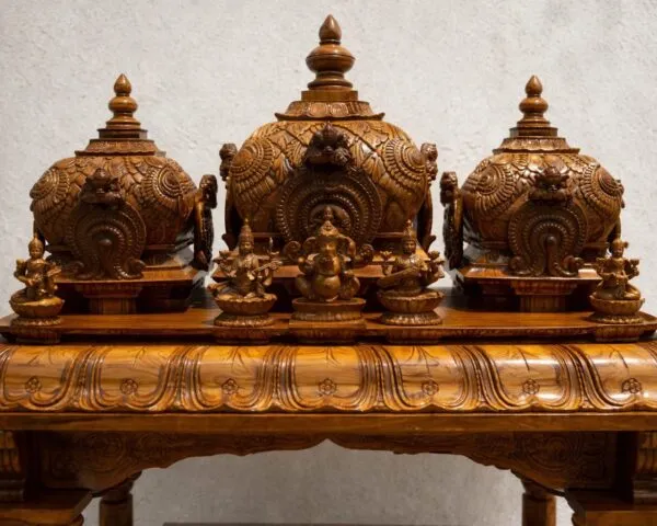 Wooden South Indian Mandir Design for Home