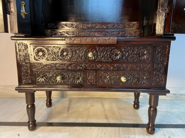 Wooden Temple Design For Home with Bells Door
